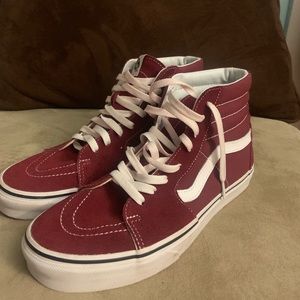 Maroon Red Vans Sk8 Hi